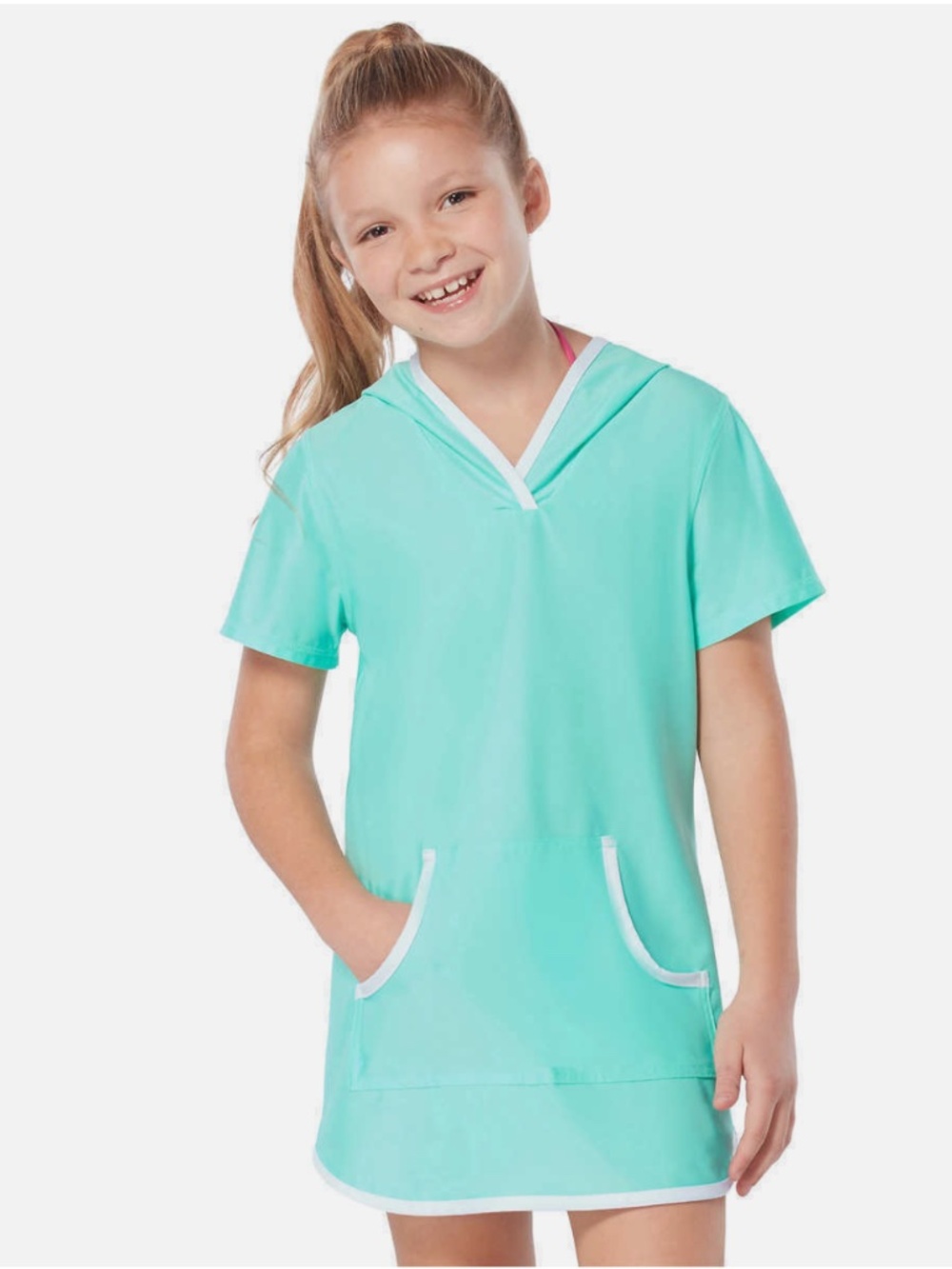 Free Country Girls's Swim Mesh Hooded Kangaroo Coverup